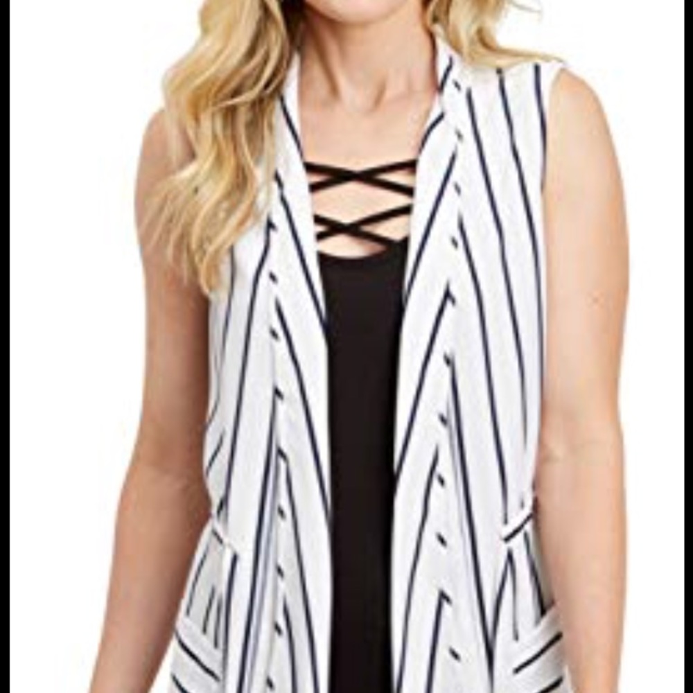 Maurice's Open Vest Navy Stripe